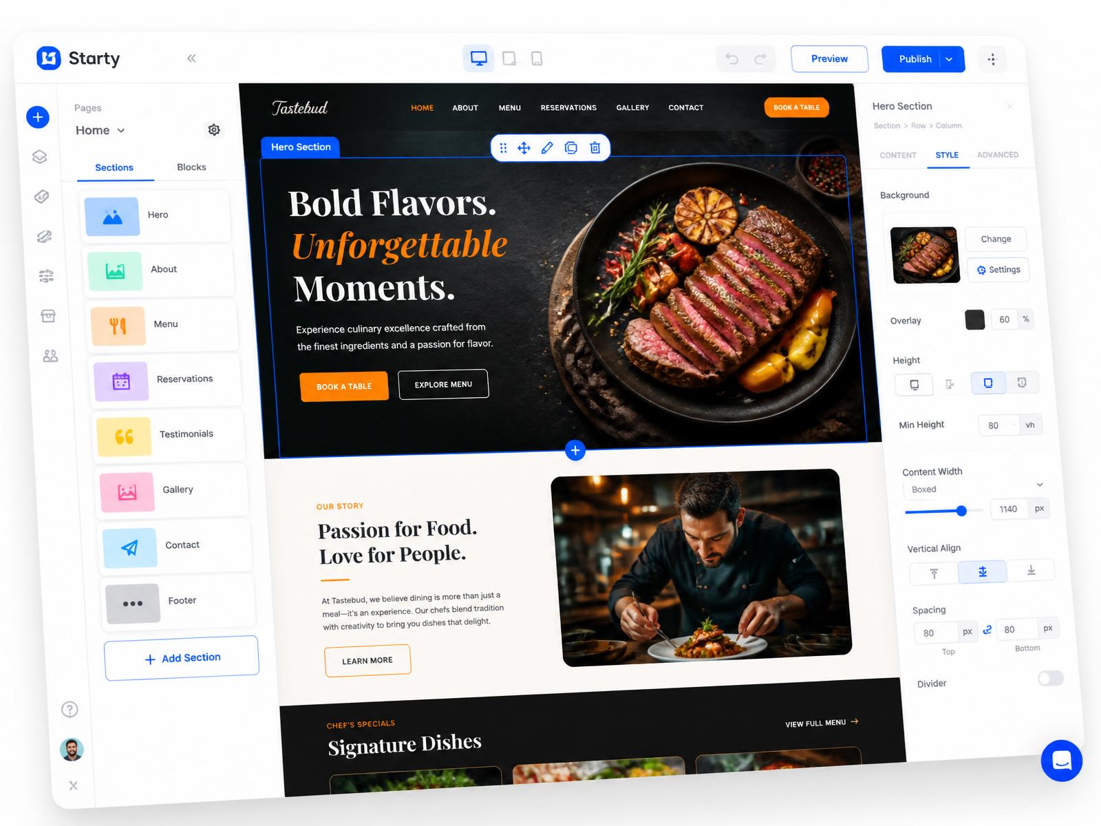 Framzo editor preview